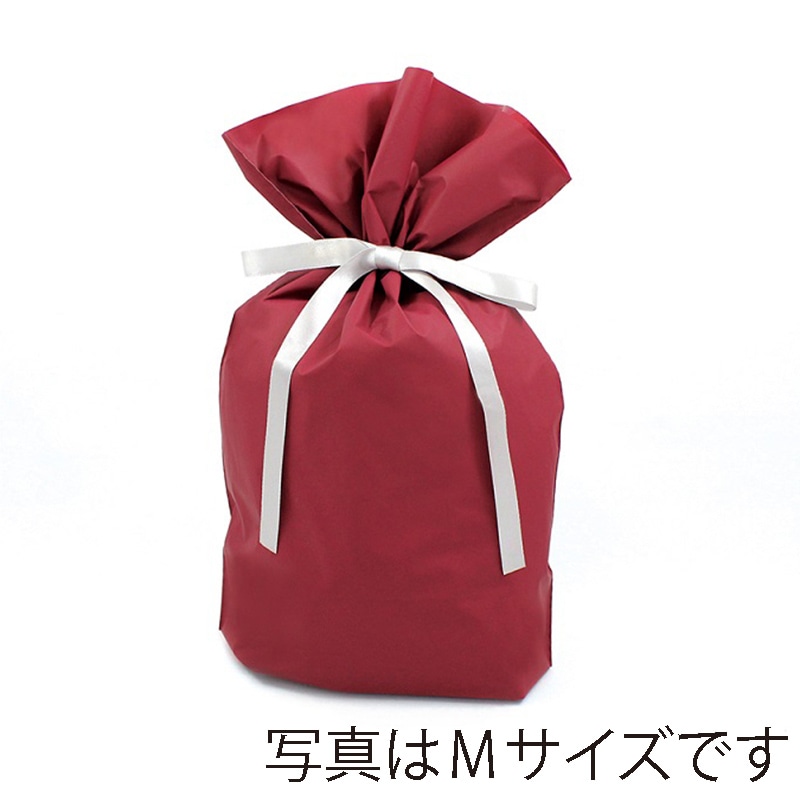 カクケイ 梨地リボン付巾着袋 LL　ワインレッド　FK2429 　20枚入 /パック（ご注文単位10パック）【直送品】