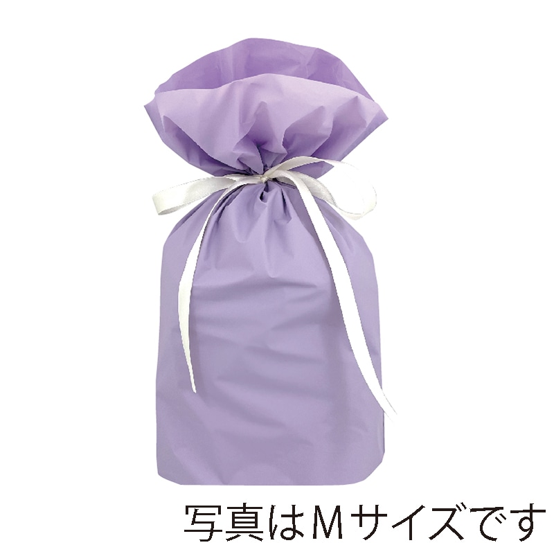 カクケイ 梨地リボン付巾着袋 LL パープル FK2445 20枚入/パック(ご注文単位10パック)【直送品】