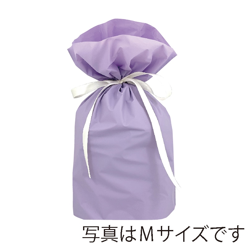 カクケイ 梨地リボン付巾着袋 L パープル FK2446 20枚入/パック(ご注文単位10パック)【直送品】