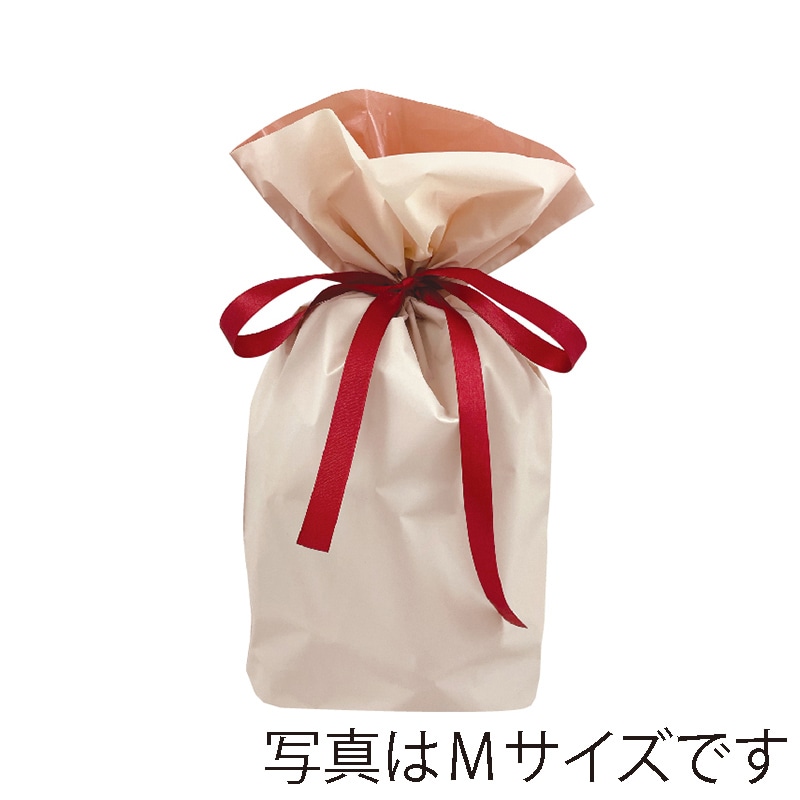 カクケイ 梨地リボン付巾着袋 S　ベージュ　 FK2452 　20枚入/パック（ご注文単位10パック）【直送品】
