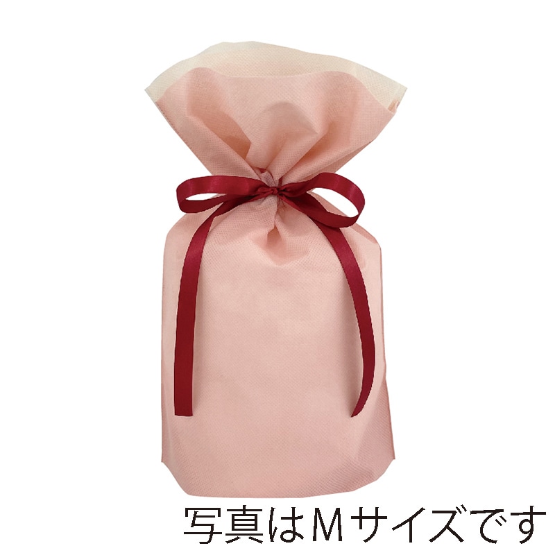 カクケイ 不織布リボン付巾着袋 LL　スモーキーピンク　 FK3101 　10枚入/パック（ご注文単位10パック）【直送品】
