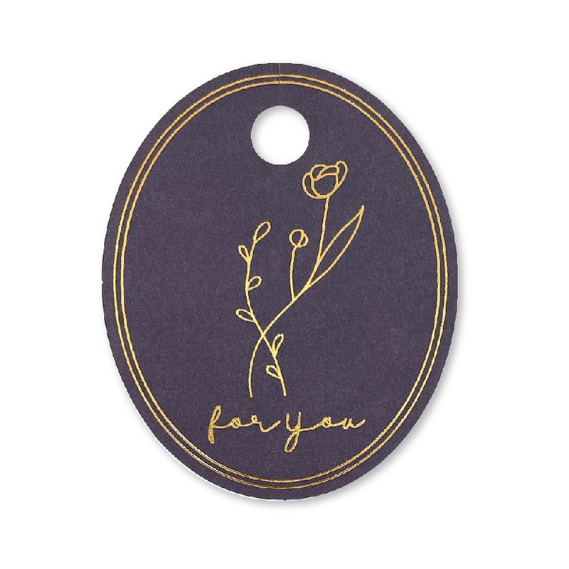 カクケイ ラッピングパーツ 箔押しペーパータグ オーバル型 ネイビー FK5512 50枚入/パック(ご注文単位10パック)【直送品】