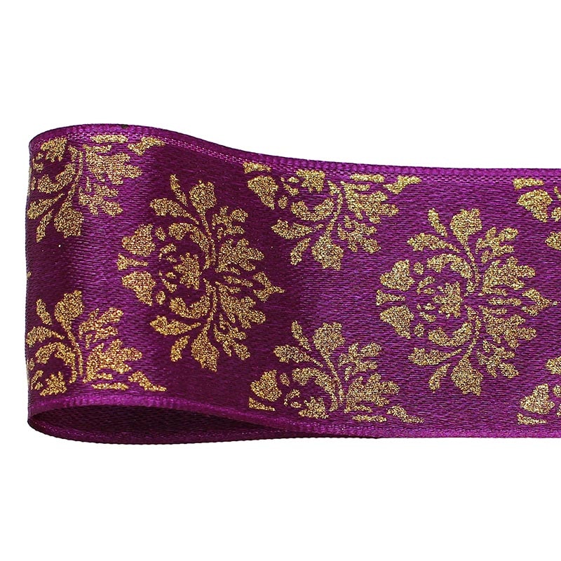 妖艶 ・ダマスク柄・リボン・フラワーアレンジメント ダマスク柄リボン