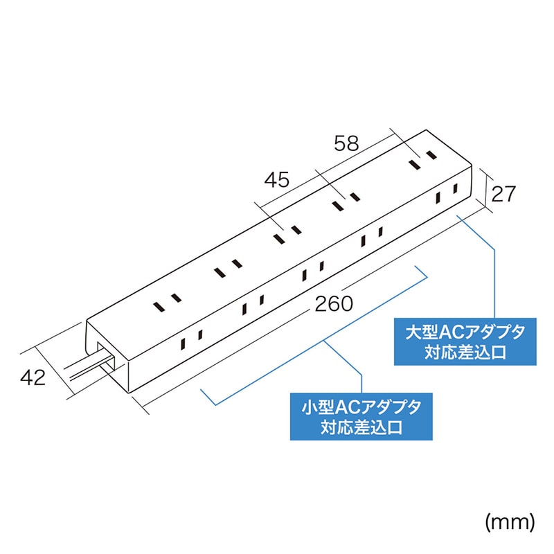 サンワサプライ 電源タップ 強力ネオジムマグネット付き 2P 10個口 5m