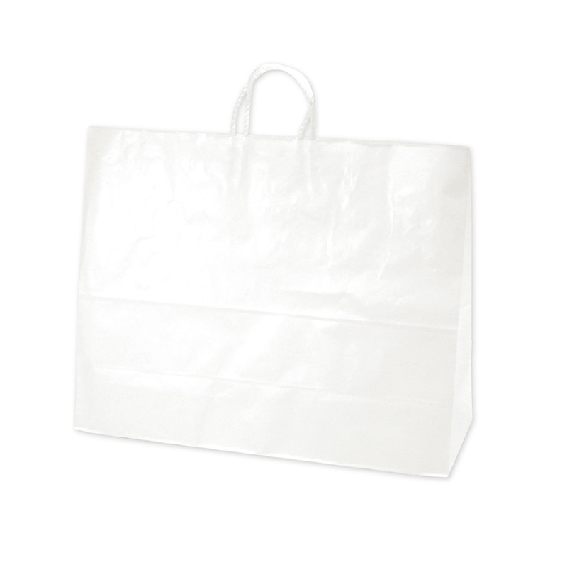 あい(箱+紙袋) ササガワ 手提げ紙袋 白無地 超特大横長 10枚 50-6700 1包（ご