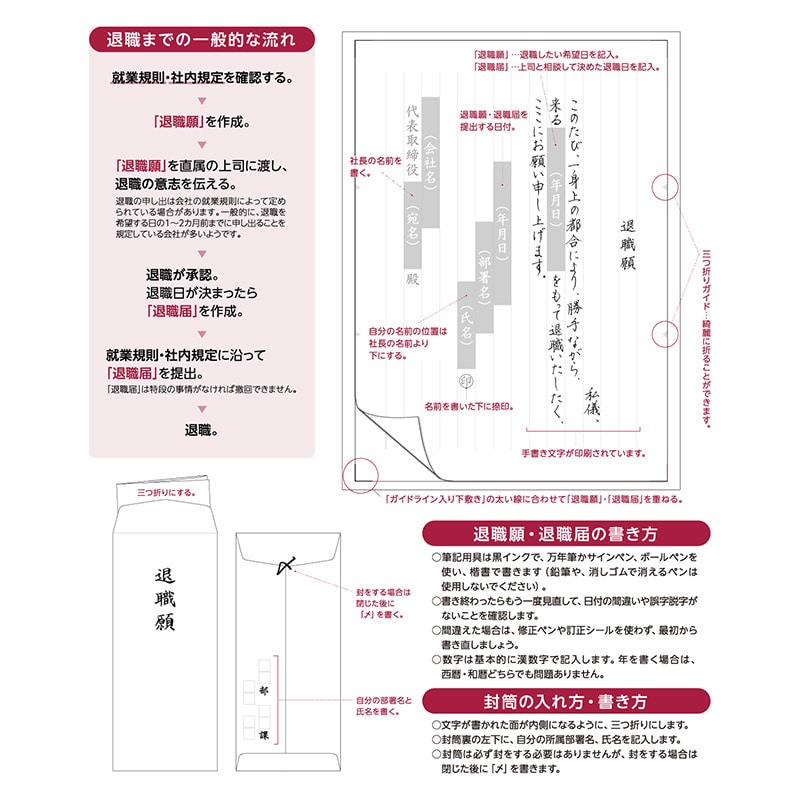 ササガワ 簡単作成 退職届 退職願 44-505 1セット（ご注文単位5