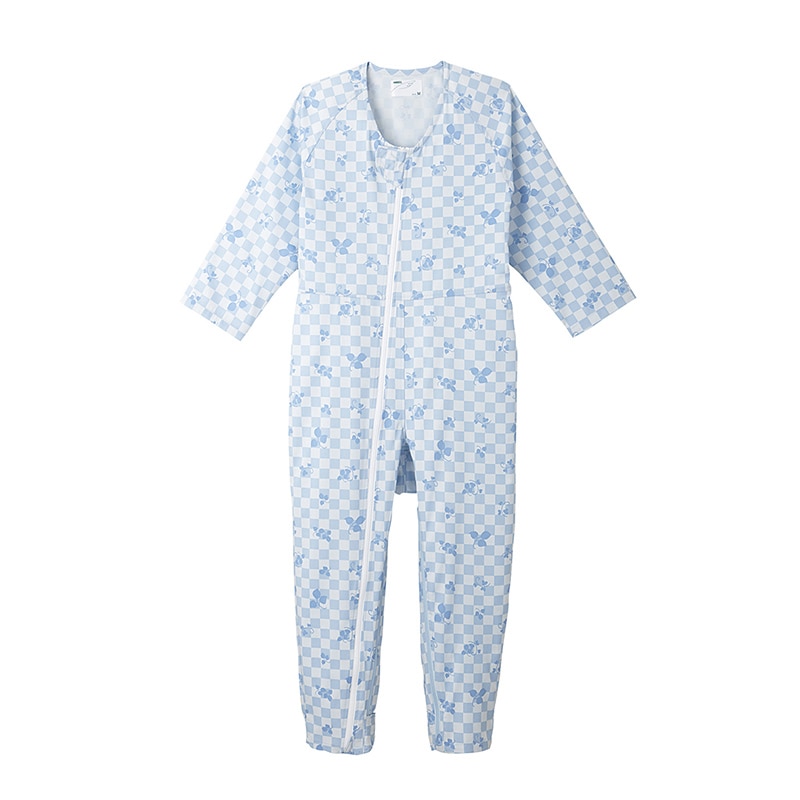 介護ねまき コンビネーション2 フルオープン型 5638-A M リーフブルー 1枚(ご注文単位1枚)【直送品】