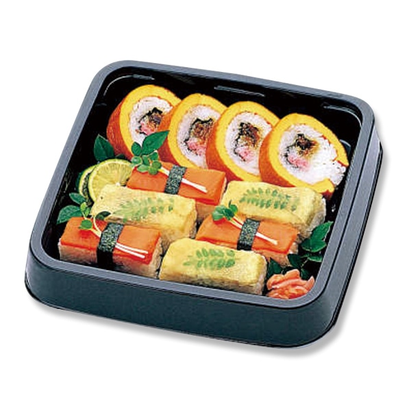 126599 寿司容器 祗園30 にぎわいBK−BK 身 240枚 寿司桶 祗園 30長 にぎわいBK-BK 身 中央化学 | テイクアウト容器の