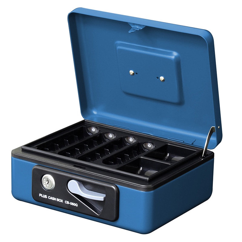 プラス 小型手提金庫 CB-060G ブルー 1個 007516222 包装用品