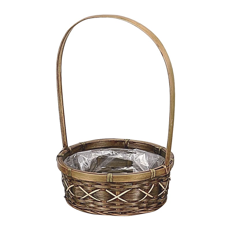 大橋新治商店 アレンジバスケット 丸 大 ハンドル付 65-572 1個(ご注文単位12個)【直送品】