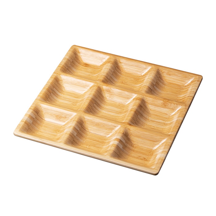シンビ 木製食器 エシクル 9マスプレート ナチュラル竹 ECL-1-2 1個（ご注文単位1個）【直送品】