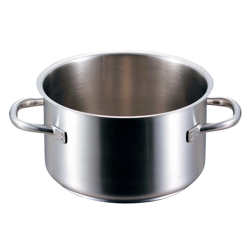 業務用EBM モリブデンジ 半寸胴鍋 目盛付33cm 深さ 22cm18L 蓋付