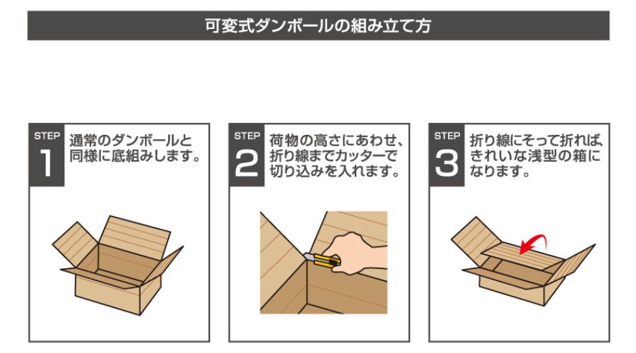 可変式ダンボールの使い方